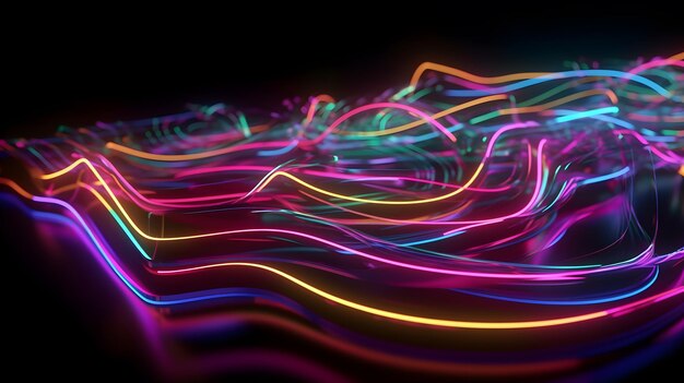 Linee luminose colorate sfondo di neon astratto generativo ai