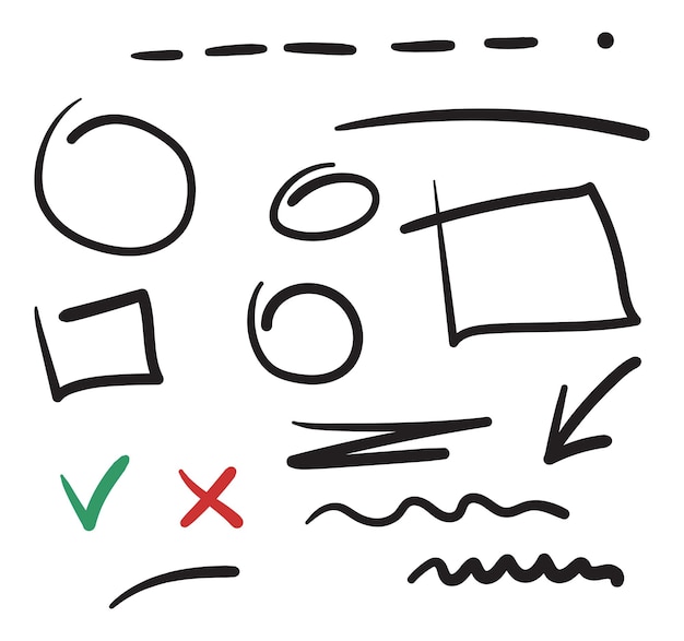 Lines circles and arrows hand drawn style Vector sketch