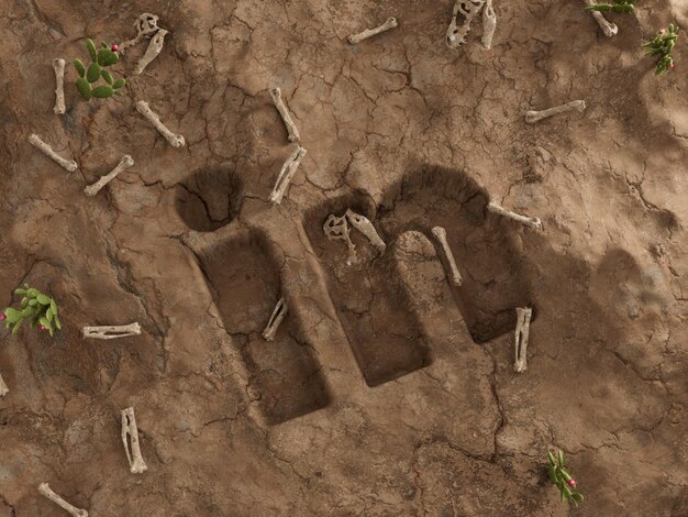 LinkedIn Social MediaGround Hole Dry Fossil Dead Scavation Illustrazione 3D