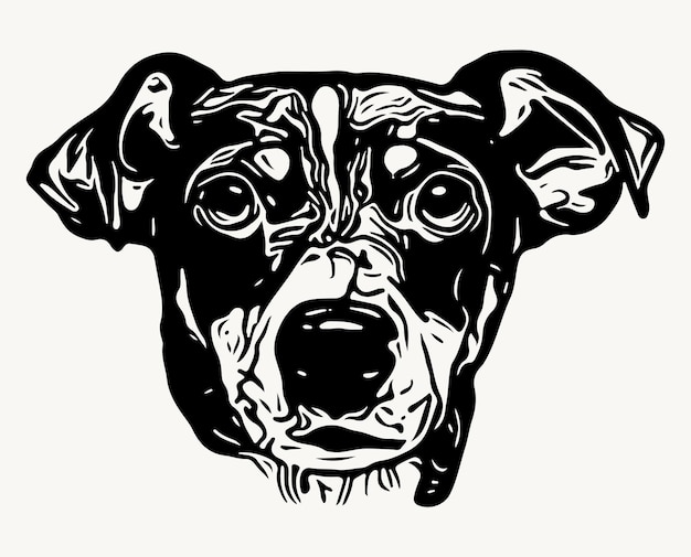 Linoleografia Dog Illustration - pittura di cani line art. Disegno minimalista del cucciolo