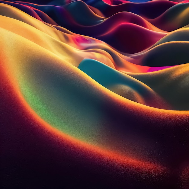 Liquido multicolore ondulato fluido dinamico sfondo astratto rilievo ondulato illustrazione 3D