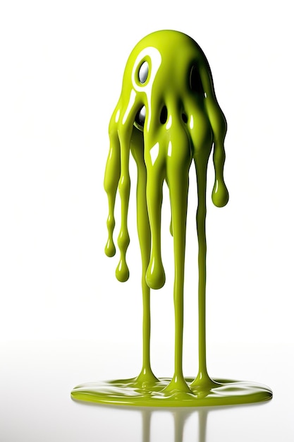 Liquido verde che gocciola da una mano
