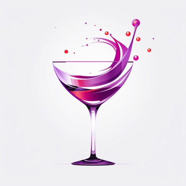 liquido viola versato in un bicchiere di vino con una spruzzata di frutti rossi generativi ai