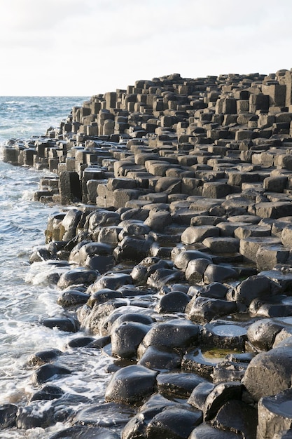 Litorale a Giants Causeway, County Antrim, Irlanda del Nord, Europa