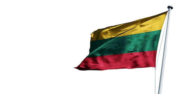 lituania sventola bandiera di rendering 3d, su sfondo bianco. - Immagine