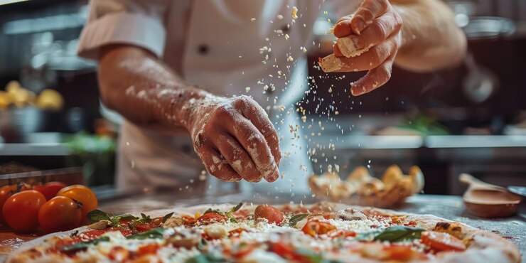 Foto lo chef fa la pizza ai generativa