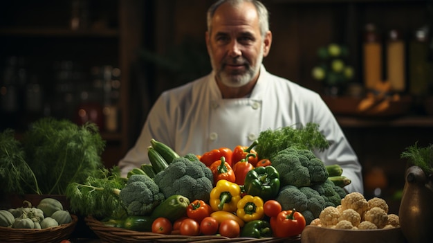 Lo chef prepara verdure sane