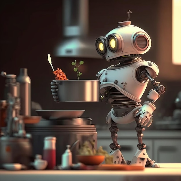 Lo chef robotico prepara pasti gourmet