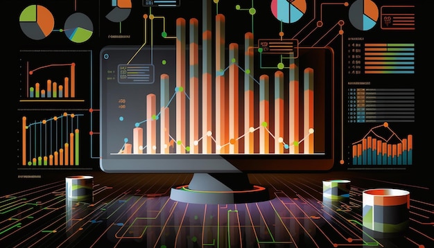 Lo schermo di un computer con sopra un grafico a barre.