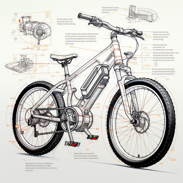 Lo schizzo del futuro di una bicicletta elettrica