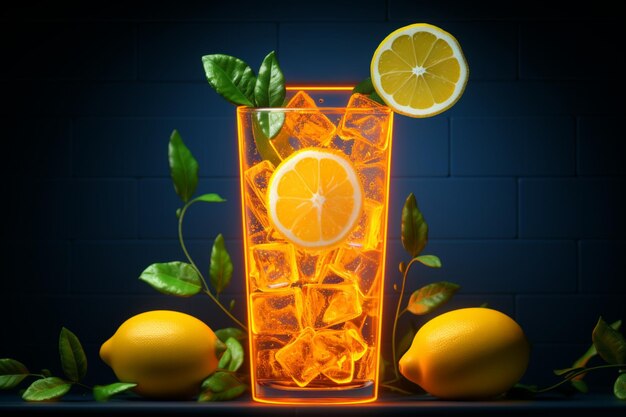 Lo scintillio degli agrumi delle limonate brilla sotto il vibrante abbraccio della luce al neon