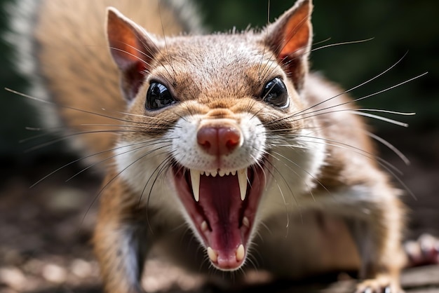 Lo scoiattolo mostra i denti .