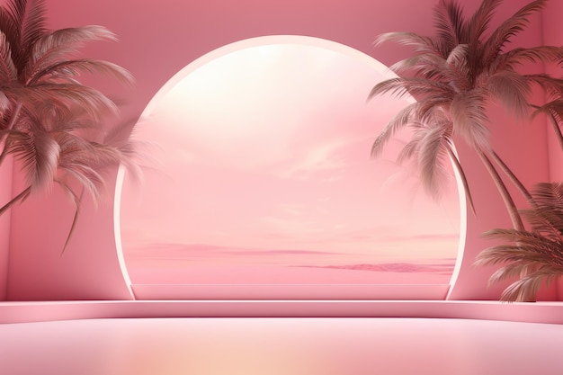 Lo sfondo astratto dello studio con gradiente di colore rosa è progettato per le presentazioni di prodotti che ritrae
