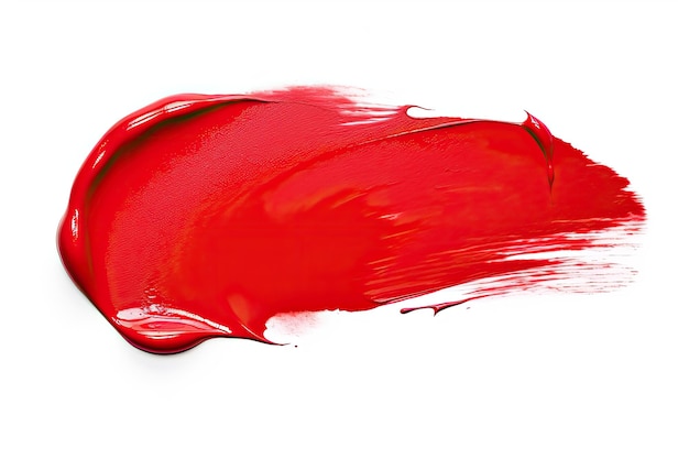 Lo sfondo bianco isola il rossetto rosso mostrando la sua texture crema e il colore brillante