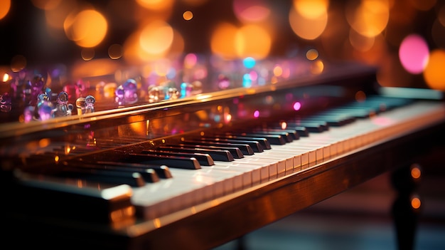 Lo sfondo Bokeh esalta i tasti del pianoforte Generative Ai