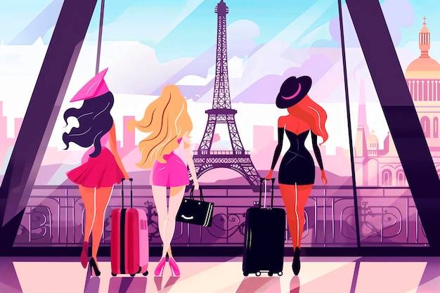 Lo sfondo dei turisti in vacanza a Parigi con la Torre Eiffel