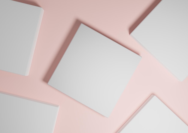 Lo sfondo del display del prodotto piatto con vista dall'alto minimale 3D rosa presenta forme geometriche