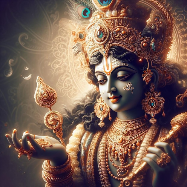 Lo sfondo dell'immagine di Lord Krishna generato dall'IA