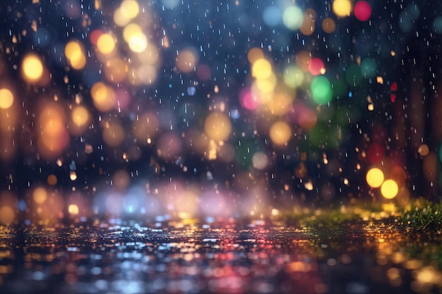 Lo sfondo della pioggia la sera copia lo spazio in modo generativo