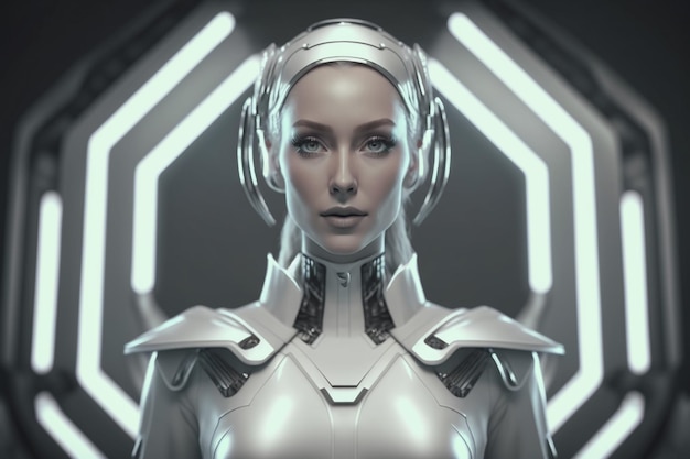 Lo sfondo di una donna robot creato con tecnologia generativa di intelligenza artificiale illustrazione di alta qualità