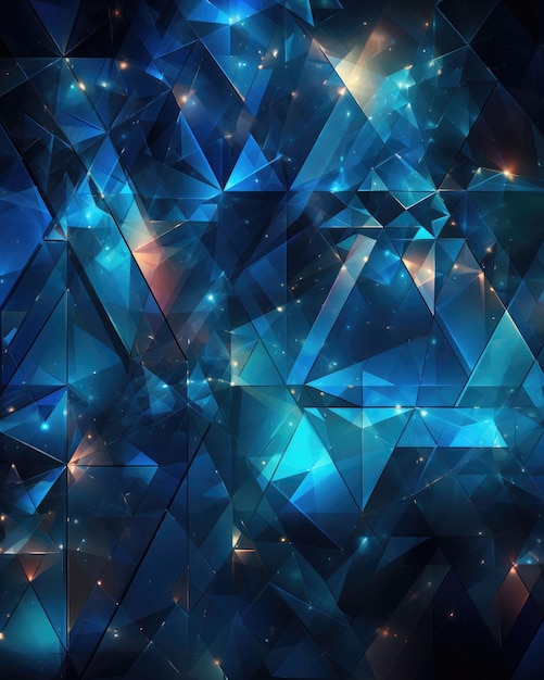 Lo sfondo ha un motivo geometrico a triangolo blu Illustrazione Generative AI