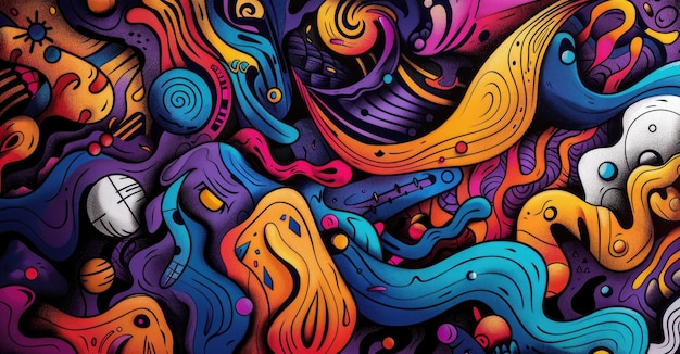 Lo sfondo in stile graffiti mostra colori vivaci in un design vibrante
