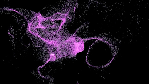 Lo sfondo nero movimento lucido rosa e blu piccole particelle in astrazione disegnare modelli diversi