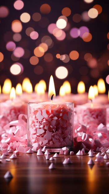 Lo sfondo rosa ospita festive candeline di compleanno che illuminano l'atmosfera gioiosa dei festeggiamenti Vertic