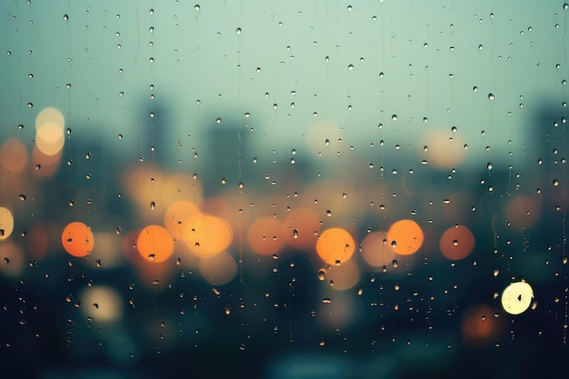Lo sfondo sfocato del bokeh illumina la città soft focus della giornata piovosa