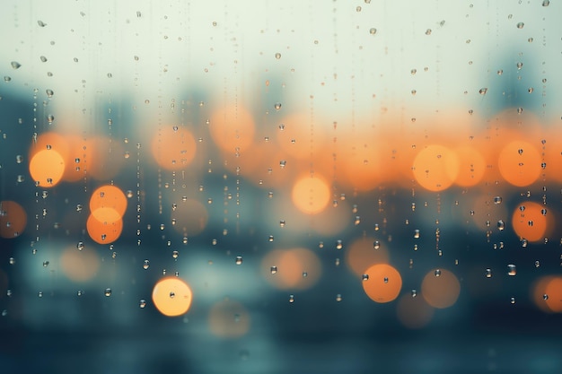 Lo sfondo sfocato del bokeh illumina la città soft focus della giornata piovosa