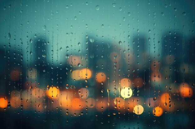 Lo sfondo sfocato del bokeh illumina la città soft focus della giornata piovosa