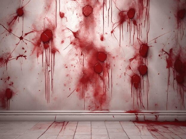 Lo sfondo spaventoso del muro Il muro è pieno di macchie di sangue e graffi