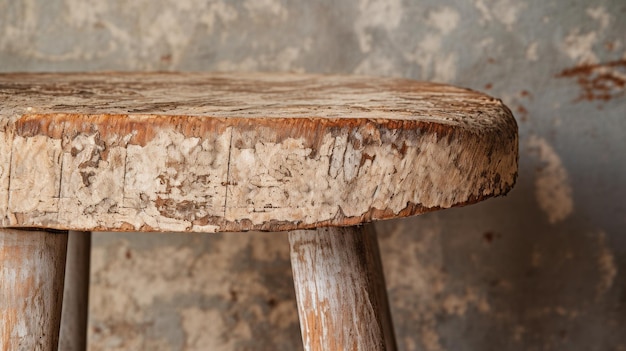 Lo sgabello di lino rustico cattura l'autenticità del fascino vintage