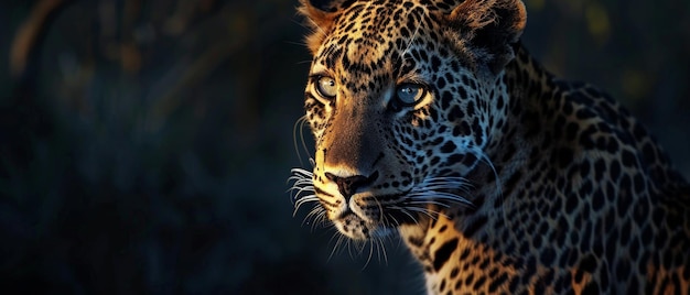 Lo sguardo intenso di un leopardo al crepuscolo un emblema di eleganza selvaggia e potere
