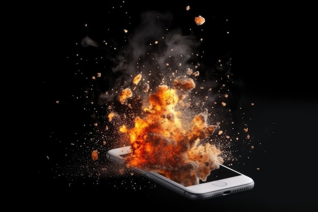 Lo smartphone viene mostrato avvolto dalle fiamme