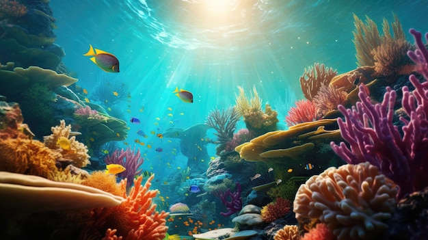 Lo spettacolo colorato della barriera corallina la bellezza sottomarina con i pesci vivaci