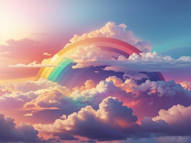 Lo spettacolo del tramonto, il bellissimo arcobaleno sulle nuvole