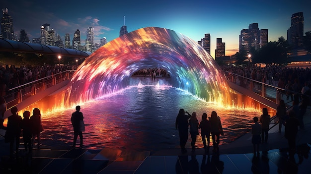 Lo spettacolo della fontana arcobaleno all'expo bridge generative ai
