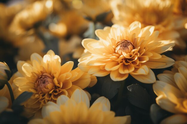 Lo splendido primo piano immerso nella vibrazione dei fiori a petali gialli ar 32