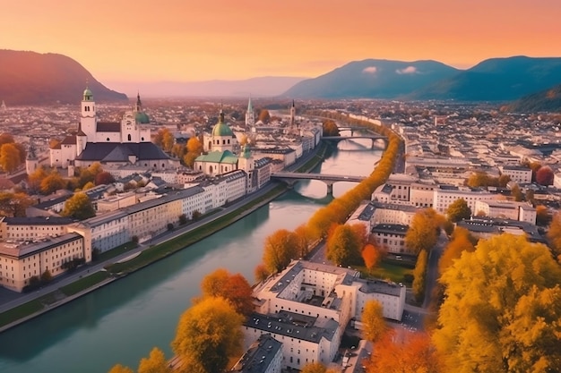 Lo splendore aereo dell'autunno Vista panoramica mozzafiato IA generativa