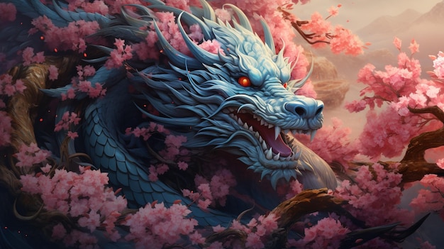 Lo splendore del drago asiatico illustrazione artistica digitale