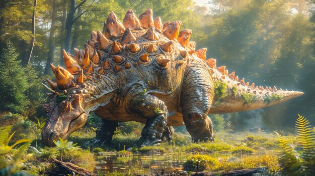 Lo Stegosauro nella selvaggia meraviglia giurassica