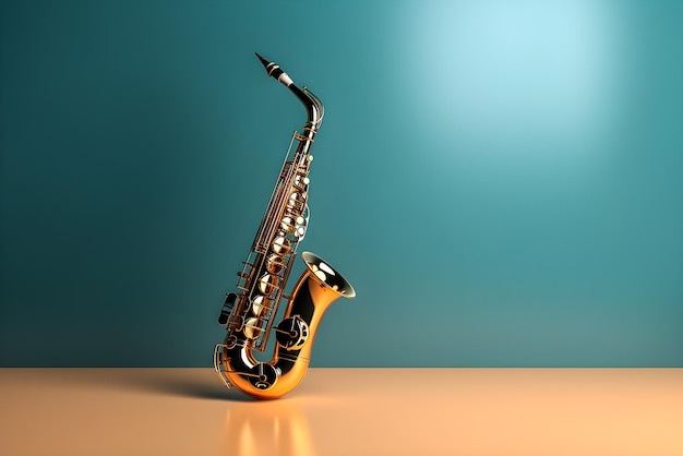 Lo stile 3d dello strumento jazz del sassofono dorato genera intelligenza artificiale