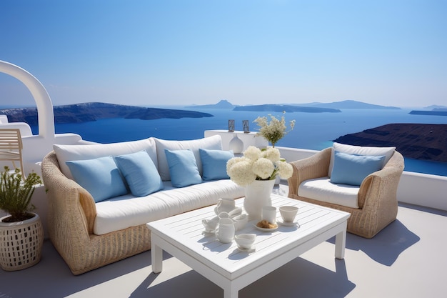 Lo stile di vita all'aperto di Santorini, lusso sulla spiaggia con vista sul mare