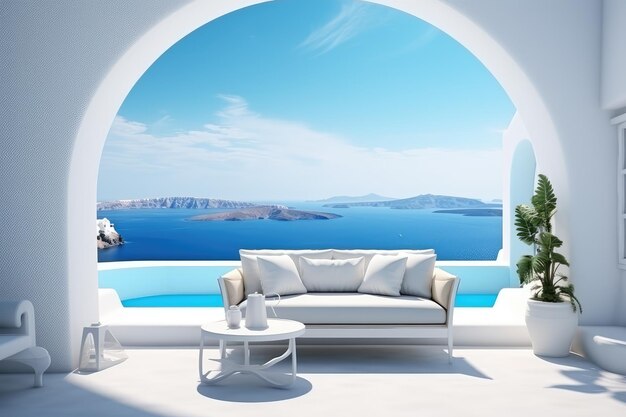 Lo stile di vita all'aperto di Santorini, lusso sulla spiaggia con vista sul mare