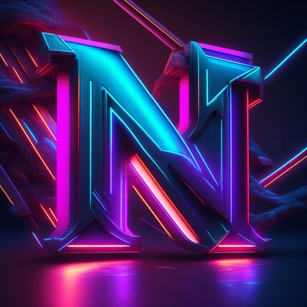 Lo stilista ai ha generato il logo N effetto neon 3d