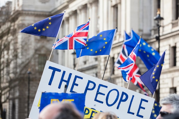 Lo striscione popolare contro la Brexit a Londra fa una campagna per rimanere nell'Unione Europea