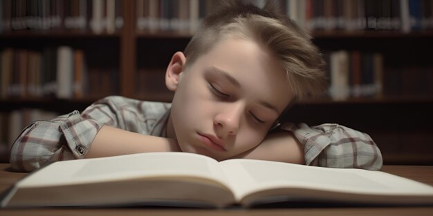 Lo studente ragazzo dorme durante le lezioni