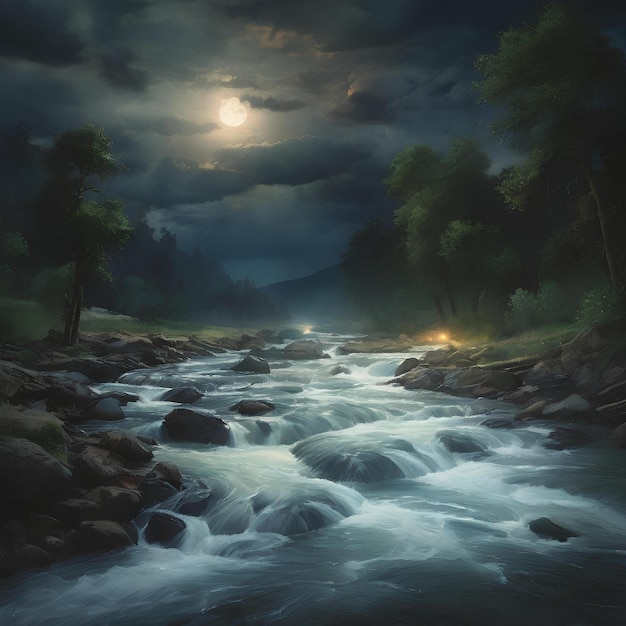 lo stupefacente realismo di un fiume che subisce una drammatica metamorfosi notturna
