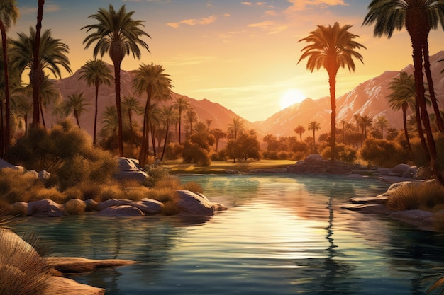 Lo stupendo Desert Oasis Sunset View è un'AI generativa.